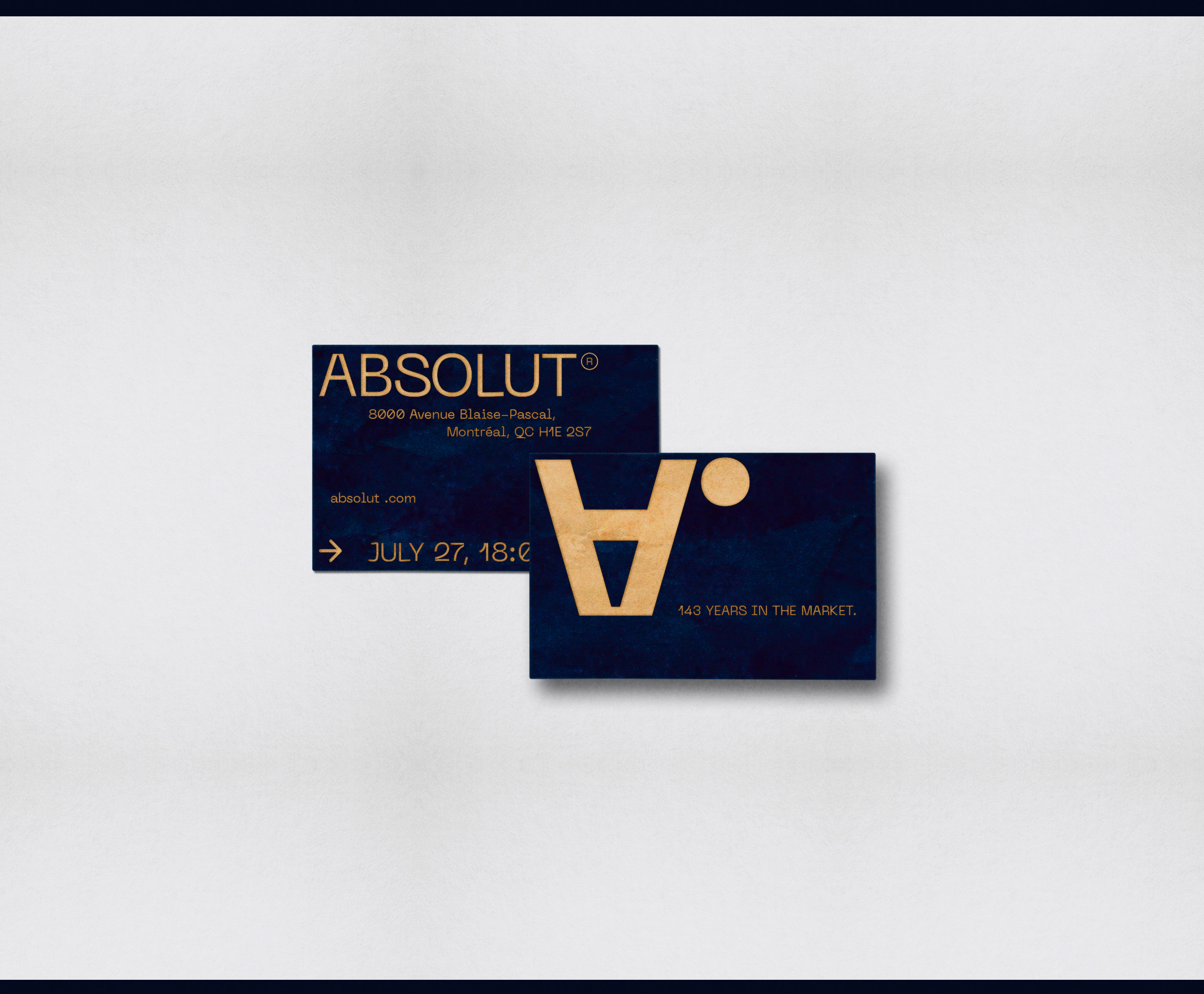 The current work includes print materials for the Vodka Absolut 143 event.