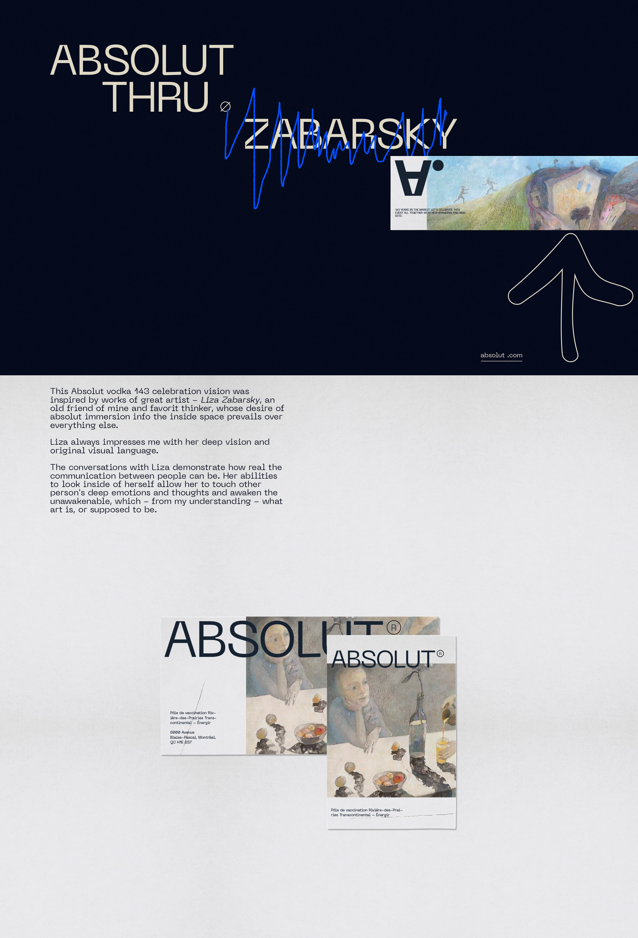 This Absolut vodka 143 celebration vision was inspired by works of great artist - Liza Zabarsky