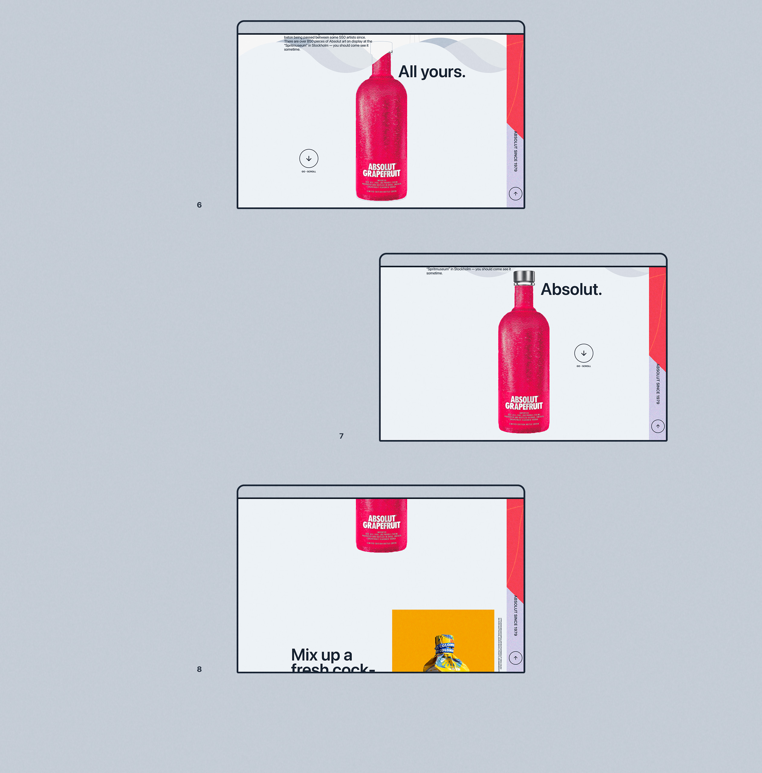 Absolut vodka website and branding redesign concept for 43 years in the market celebration.