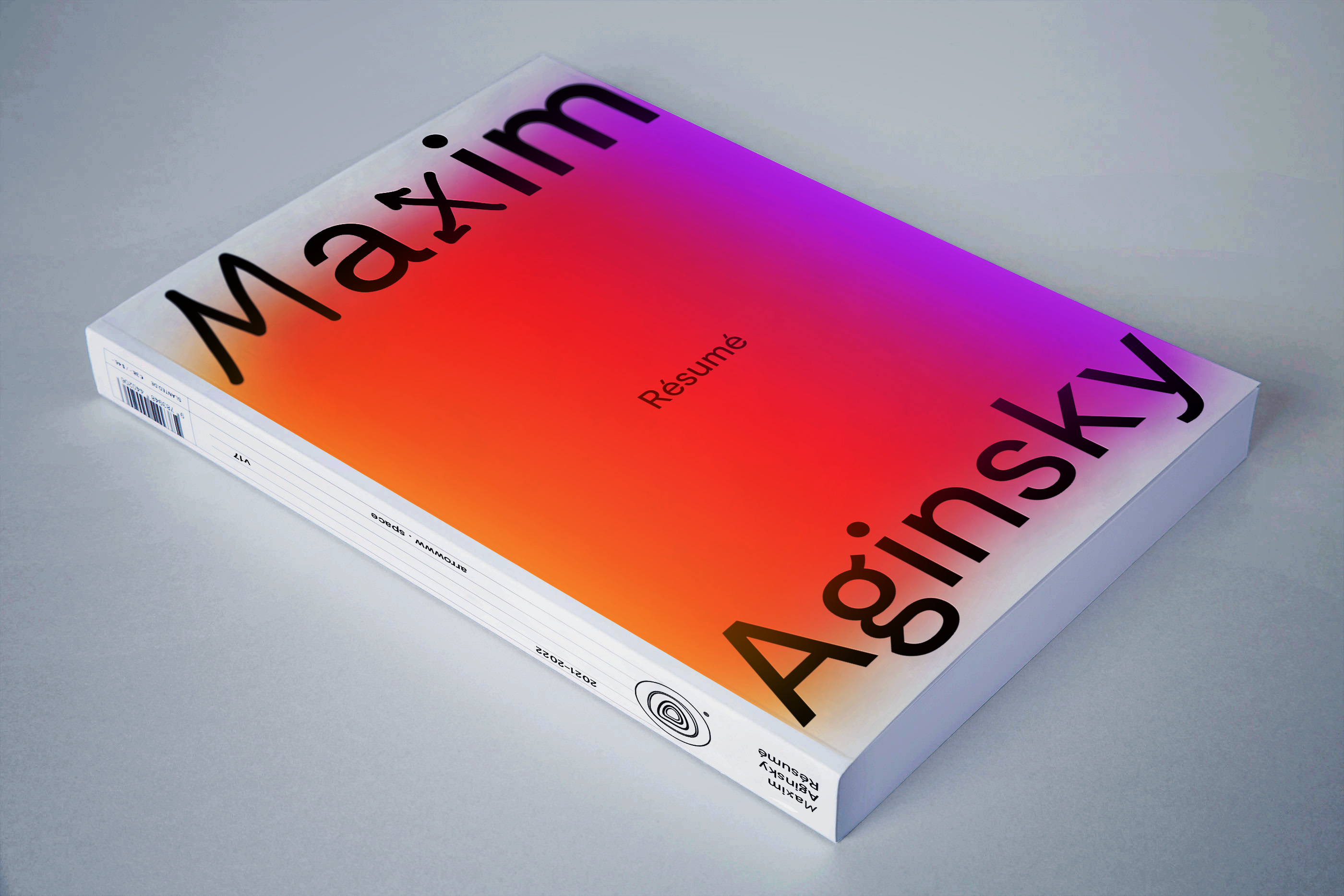 Maxim Aginsky Résumé of designer in PDF format designed using personal identity and arrowww vision v17 design principles