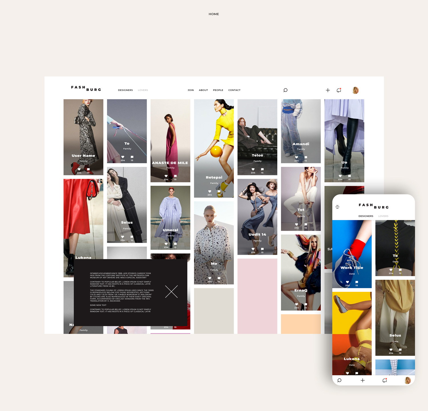 Platform for social interactivity and e-shop for professionals in the field of fashion