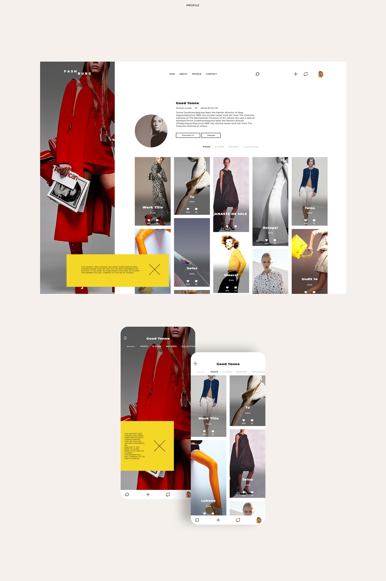 Platform for social interactivity and e-shop for professionals in the field of fashion